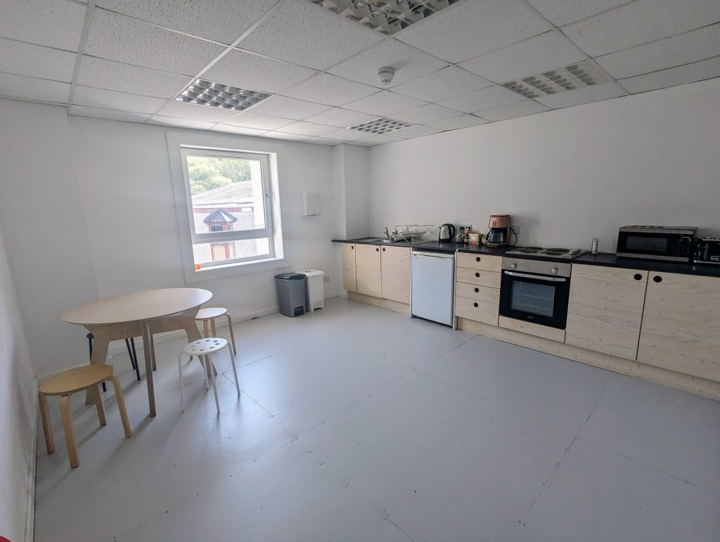 Kitchen and Break Out Space at Burns Street Studios with Tea Coffee Microwave Facilities